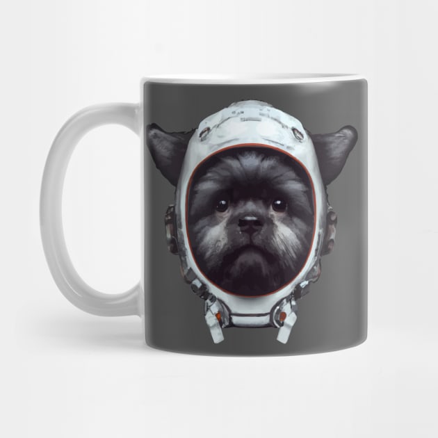 Cute Affenpinscher Astronaut Dog Sencil Artwork by Furrban